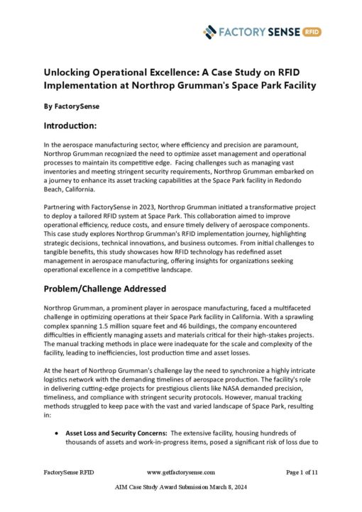 FactorySense Case Study- Northrop Grumman