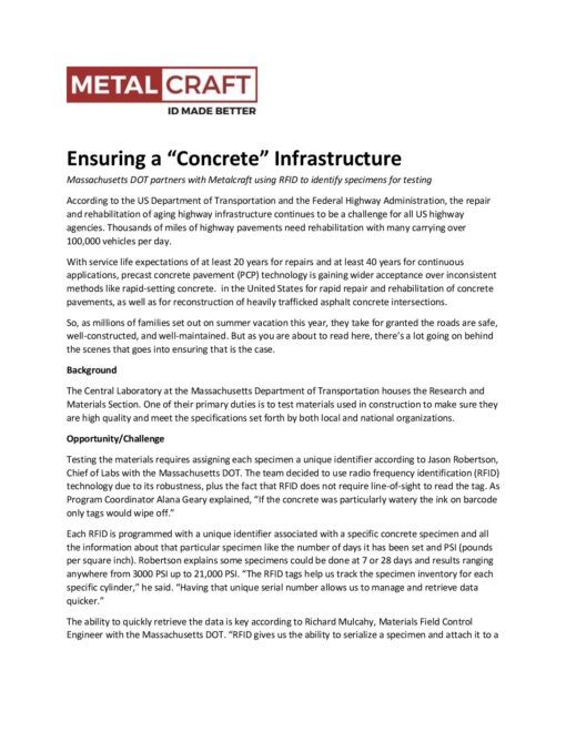Metalcraft Case Study - MA DOT