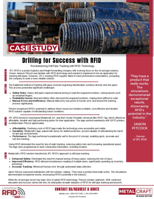 Metalcraft Case Study - Drilling for Success with RFID