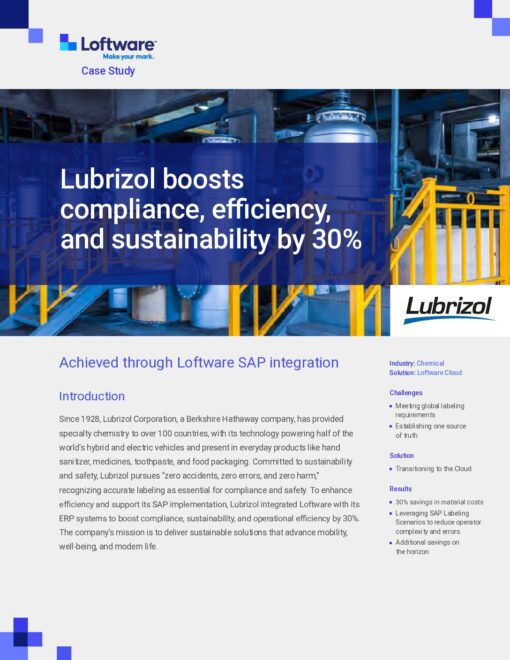 Loftware Case Study - Lubrizol